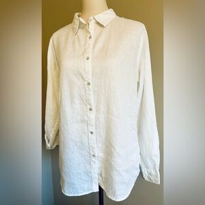 Tahari 100% Linen Shirt w. Roll-tab Sleeves